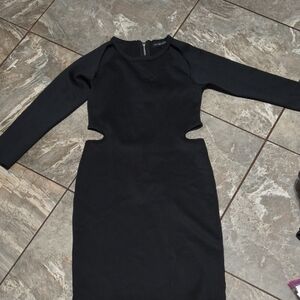 Missguided+ Black Long Sleeve Cut-Out Dress